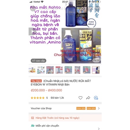 NƯỚC RỬA MẮT CAO CẤP PREMIUM V7 NHẬT BẢN 500ML