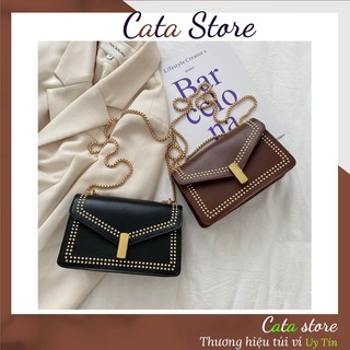 Túi Xách Nữ Túi Đeo Chéo CATA BAG Dáng Bì Thư Đính Cườm Kim Loại TX0025