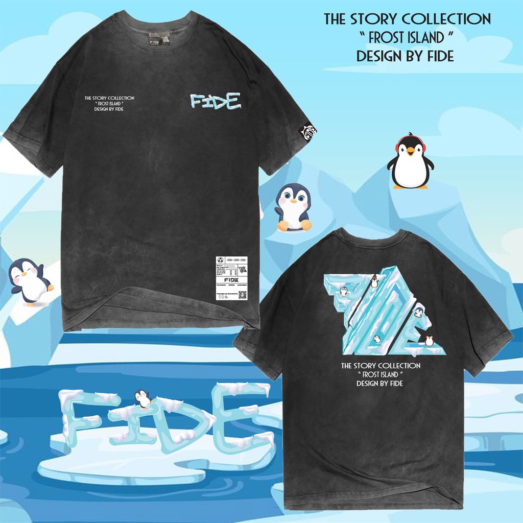 Áo thun tay lỡ FIDE phông unisex nam nữ Signature Cotton oversize form rộng ulzzang FROST ISLAND