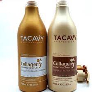 Bộ dầu gội xả Tacavy collagen keratin complex 1000mlx2, cặp dầu gội xả phục hồi tóc hư tổn