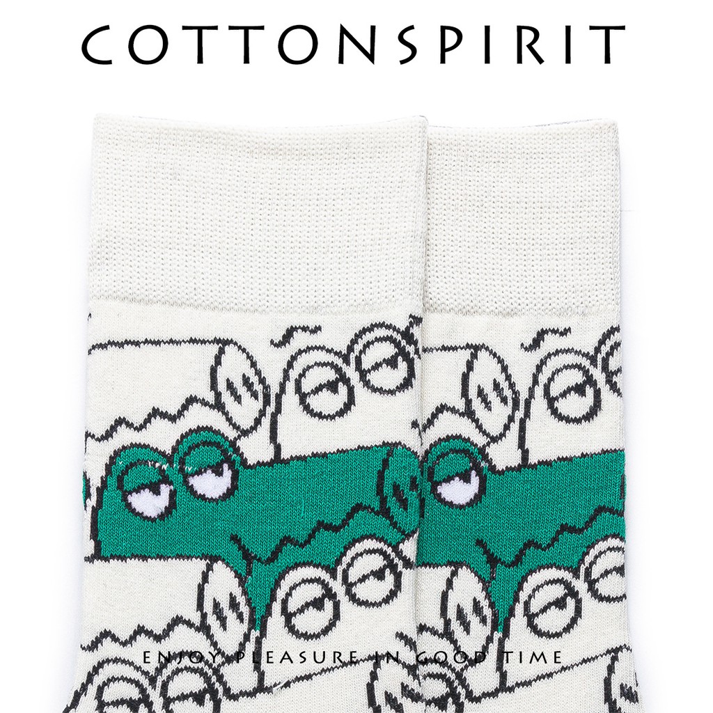 Tất Cổ cao Cao cấp Cá tính In hình Hoạt hình Cá sấu Trượt Patin Hip hop Vớ Thể thao Cao cổ Cotton Harajuku