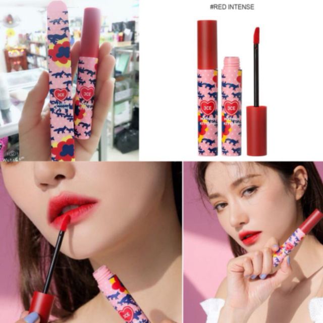 [3CE] Son kem CE maison kitsune velvet lip tint màu đỏ #Red Intense