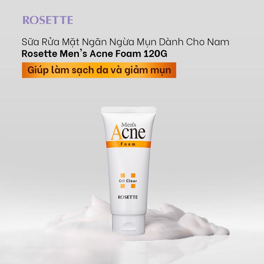 Sữa Rửa Mặt Rosette Men's Acne Oil Clear Ngừa Mụn Dành Cho Nam 120g