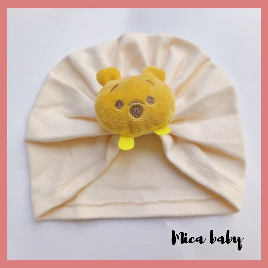 Mũ turban cho bé chất cotton đính hình thú đáng yêu MTB171 Mica baby