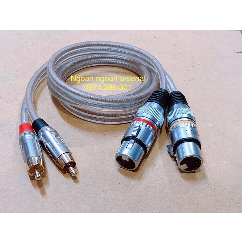 Dây tín hiệu 2 Canon xlr đực cái ra 2 hoa sen av rca loại chất lượng