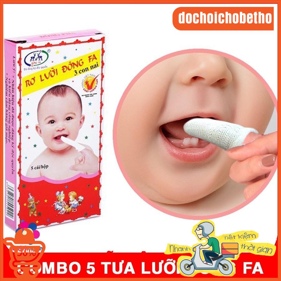[Hộp 5 chiếc] Rơ lưỡi cho bé Đông Fa, tưa lưỡi vệ sinh trọn gói đồ sơ sinh cho con
