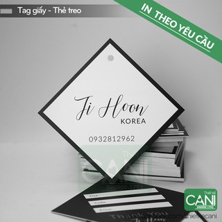 1000 cái Tag vuông 4 x 4cm In theo yêu cầu Tag giấy treo quần áo Tem giấy