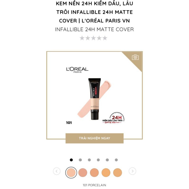 Kem nền Loreal infallible 24h matte cover