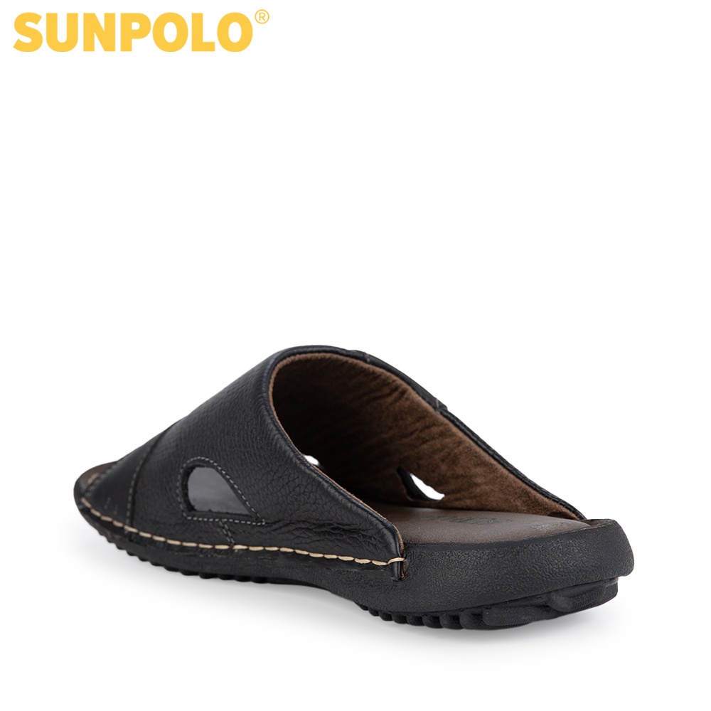 Dép Quai Ngang Nam Da Bò SUNPOLO Đen Nâu - SUD32DN