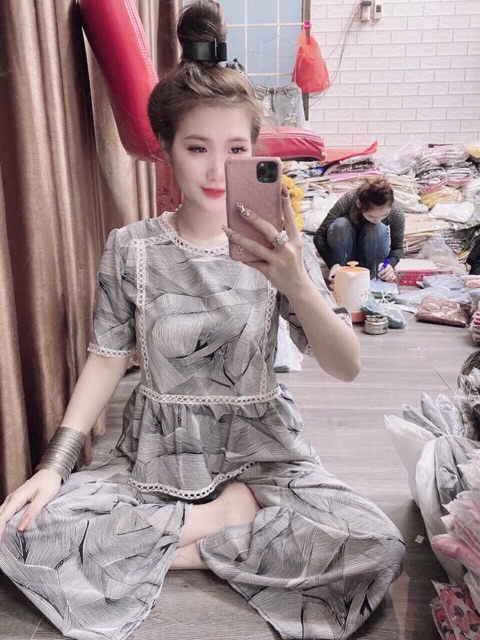 [ Mã FAMAYWA2 giảm 10K đơn 50K] Sét đồ bộ ống rộng viền ren cổ tròn ngắn tay | BigBuy360 - bigbuy360.vn