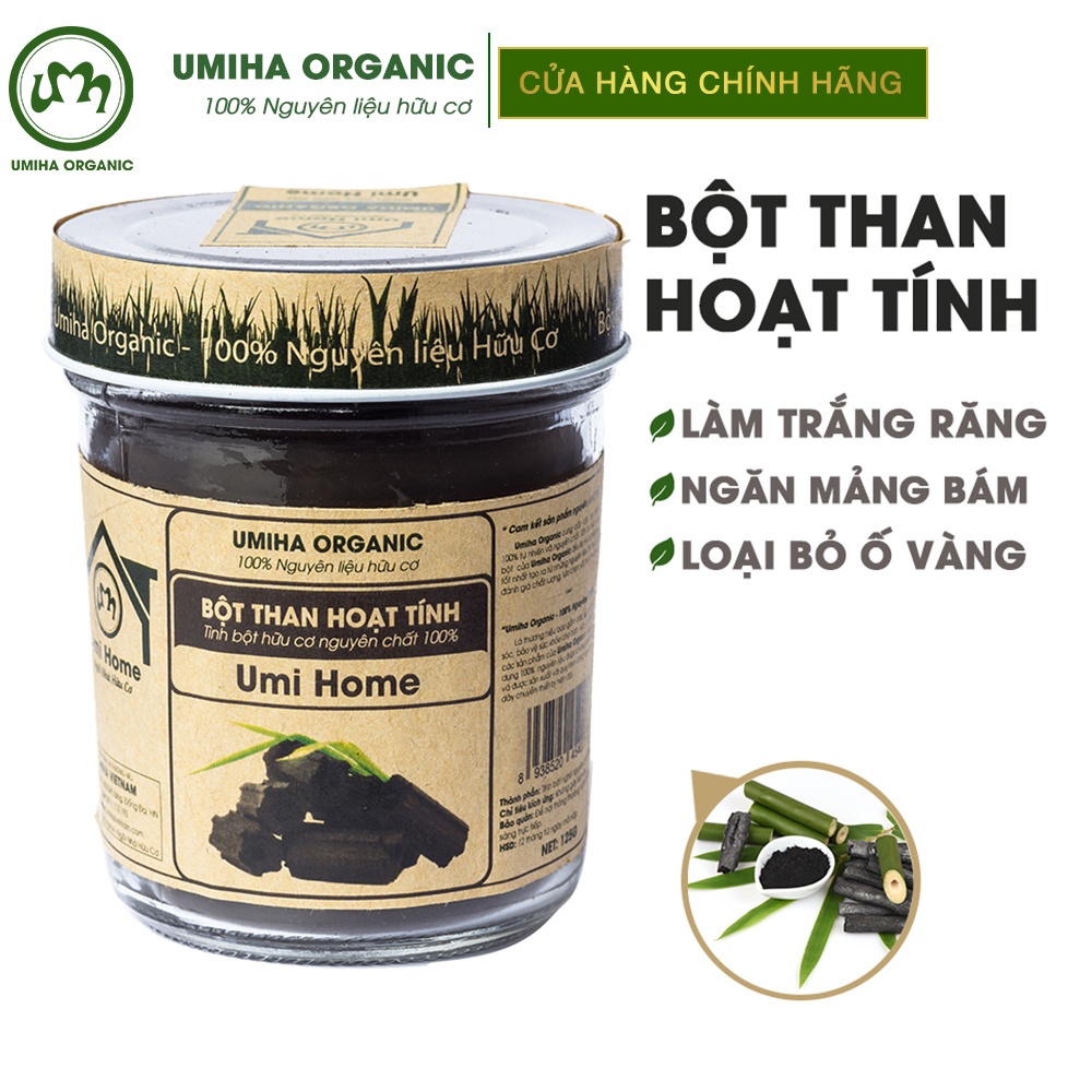 Bột Than Hoạt Tính đánh TRẮNG RĂNG hữu cơ UMIHA nguyên chất | Activated Carbon Flour 135G