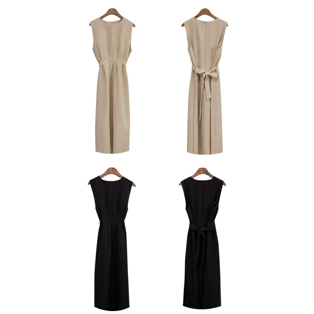 32523 Bộ Áo Sơ Mi Dài Tay Cổ Búp Bê + Đầm Yếm Trơn Màu Xinh Xắn Dành Cho Nữ