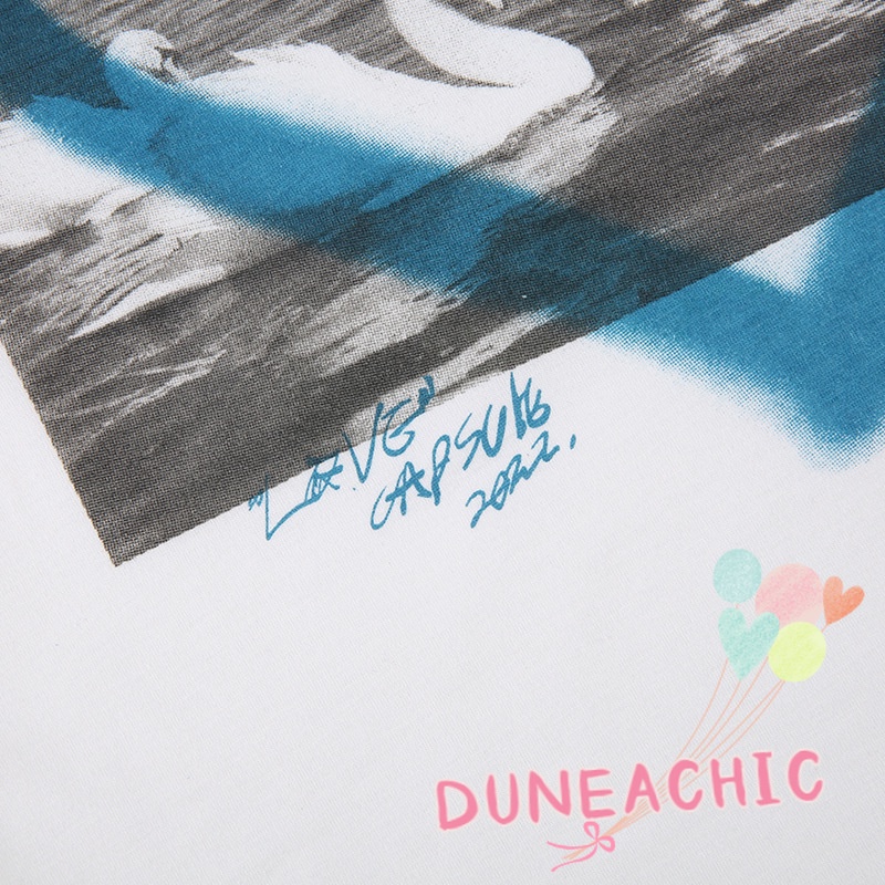 Áo Thun Ngắn Tay Cổ Tròn In Hình Thiên Nga Tương Phản Cá Tính Cho Nữ