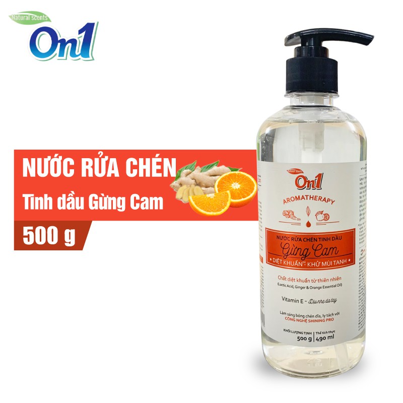 Nước rửa chén ON1 tinh dầu gừng cam 500g N5602