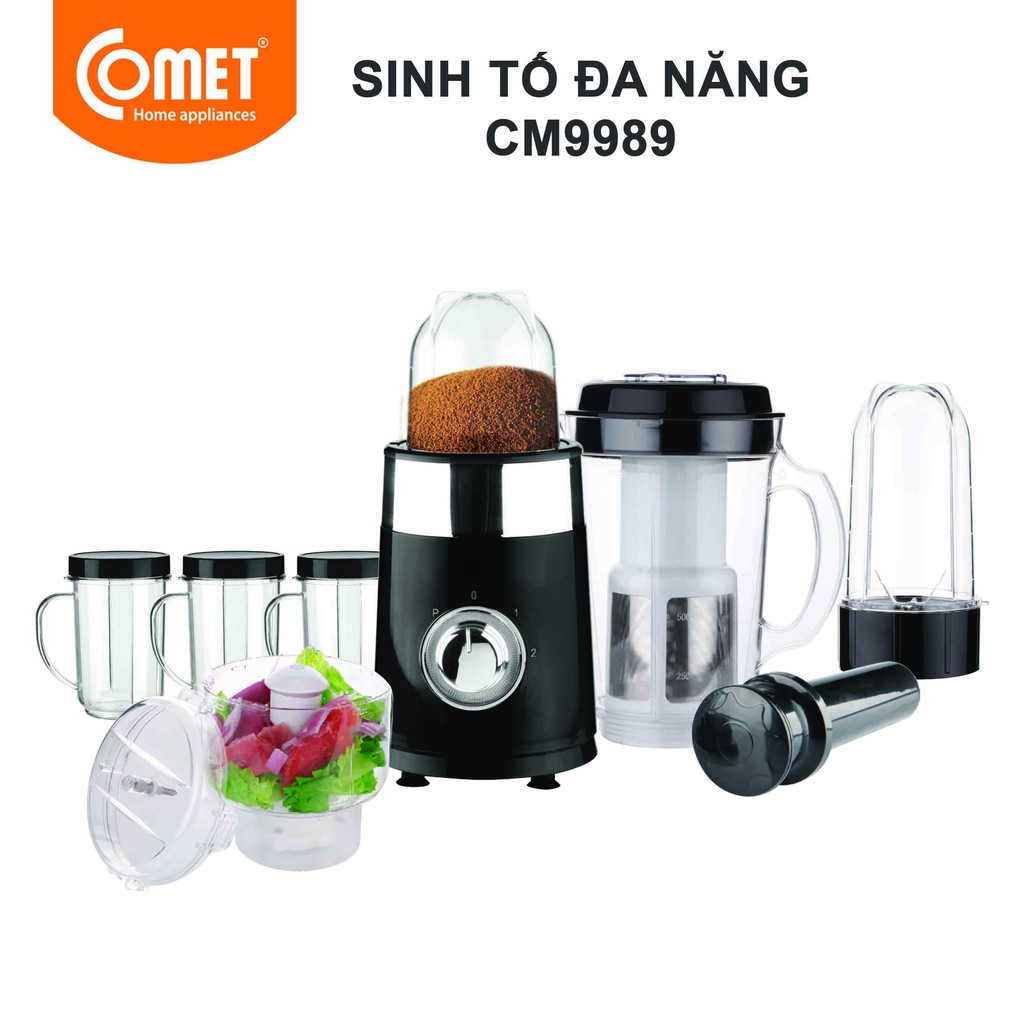 [Mã ELMALL10 giảm 10% đơn 500K] Máy xay sinh tố 7 cối nhựa kháng vỡ Comet CM9989