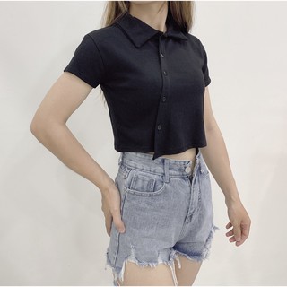 Áo Croptop - Áo Thun Croptop Nút Xẻ Chéo