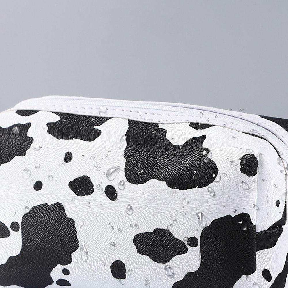 Túi Đựng Mỹ Phẩm Nhiều Ngăn Có Khóa Kéo Họa Tiết Bò Sữa Thời Trang