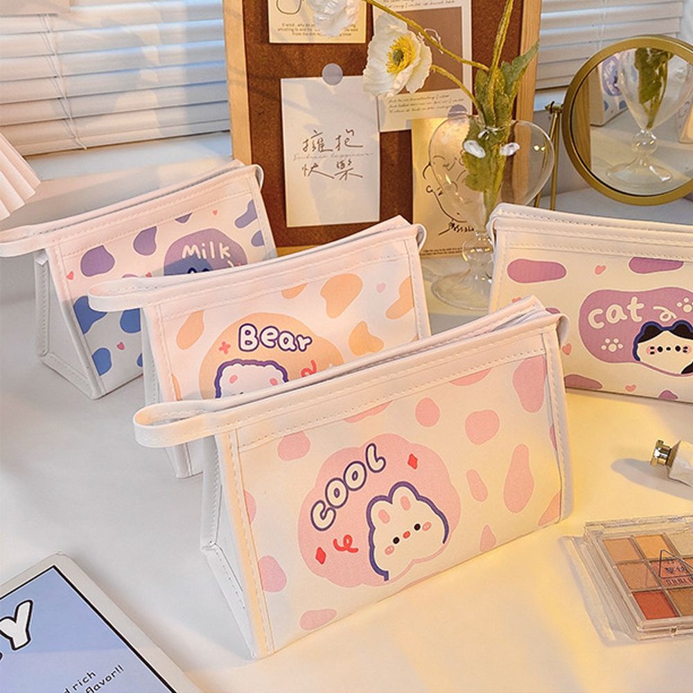 Túi đựng bút/ mỹ phẩm in họa tiết bò sữa dễ thương đa năng tiện dụng