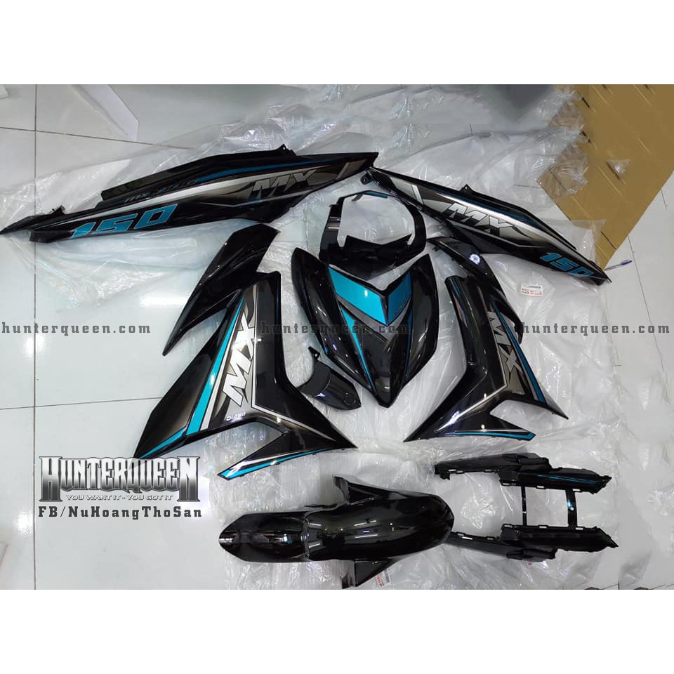 Tem rời Exciter 150. Chất liệu candy, xe đen tem MX. Thay đổi màu sắc và chi tiết theo yêu cầu. Sắc nét, bền màu