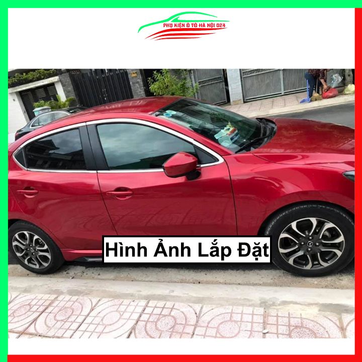 Bộ nẹp viền chân kính cong kính MAZDA 2 2015-2023 Inox sáng bóng chuẩn form xe