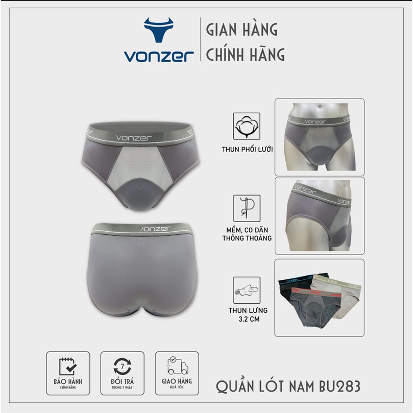 Quần lót nam tam giác VONZER thun lạnh phối lưới  BU283