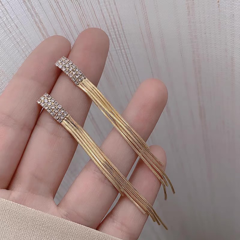 Bông Tai Nữ Tua Rua Mạ Vàng 18k Đính Đá Nhân Tạo Khuyên Tai Thả ThiếtKế Sang Chảnh PhongCách Hàn Quốc Phụ Kiện Trang Sức