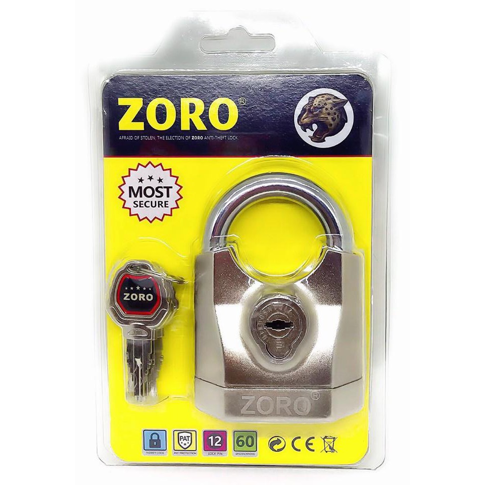 Ổ khóa báo động chống trộm chống cắt Zoro chìa kiếm chống bẻ đoãn