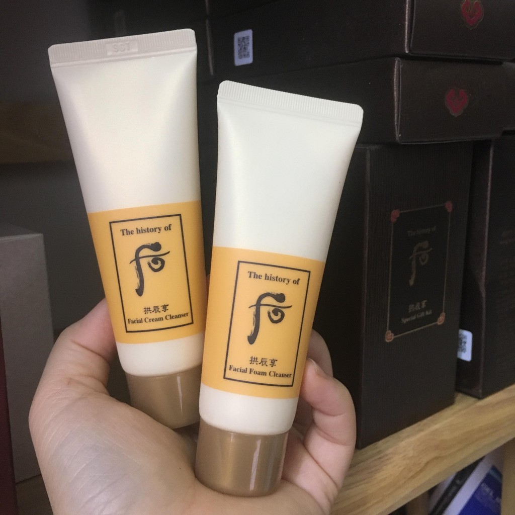 cặp đôi Sữa rửa mặt - tẩy trang whoo vàng 40ml