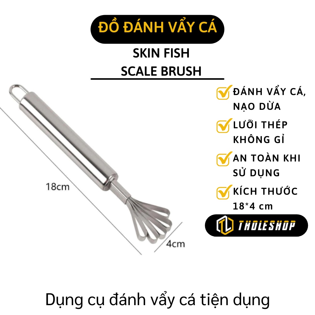 Đánh Vảy Cá - Dụng Cụ Nạo Dừa Đa Năng 2in1 Siêu Tốc 5 Rãnh Tròn, Inox 304 Tiện Dụng 3176