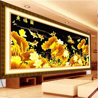 Tranh thêu chữ thập cửu ngư quần hội khổ lớn 2mx85cm sale sale
