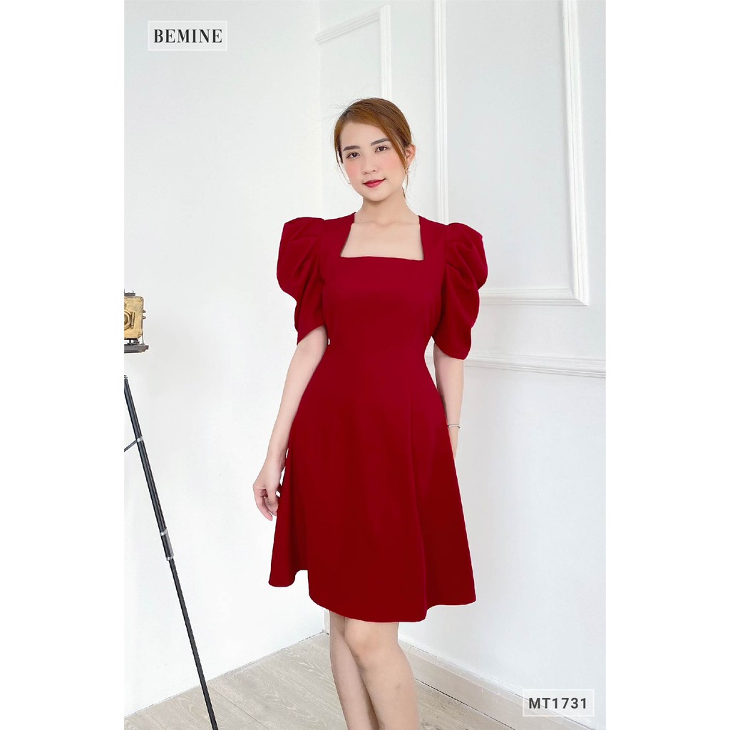 [Mã WABRWA15 giảm 15% đơn 300K] Đầm cổ vuông tay xếp ly tầng BEMINE MT1731DO | BigBuy360 - bigbuy360.vn