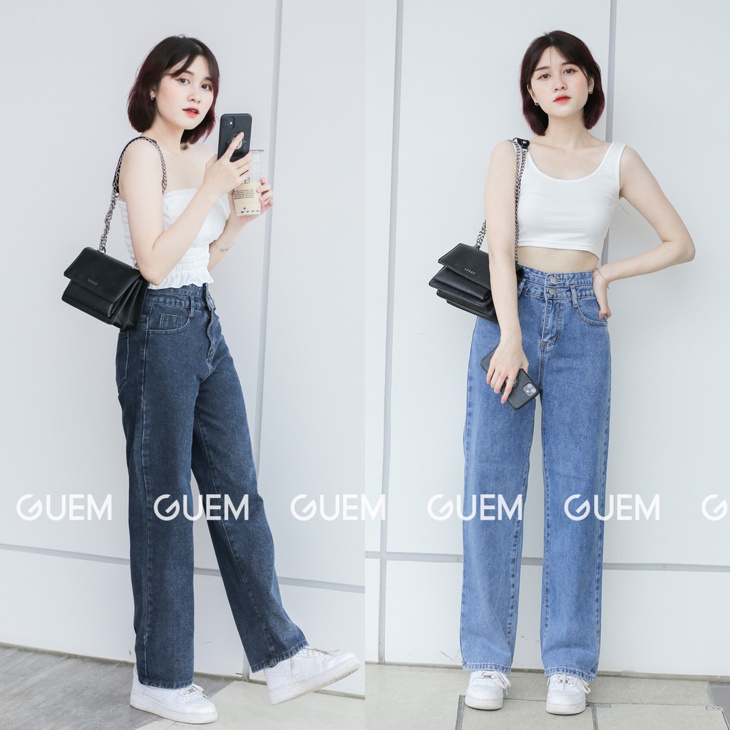 Quần Jeans ống rộng nữ Cạp Cao Guangzhou