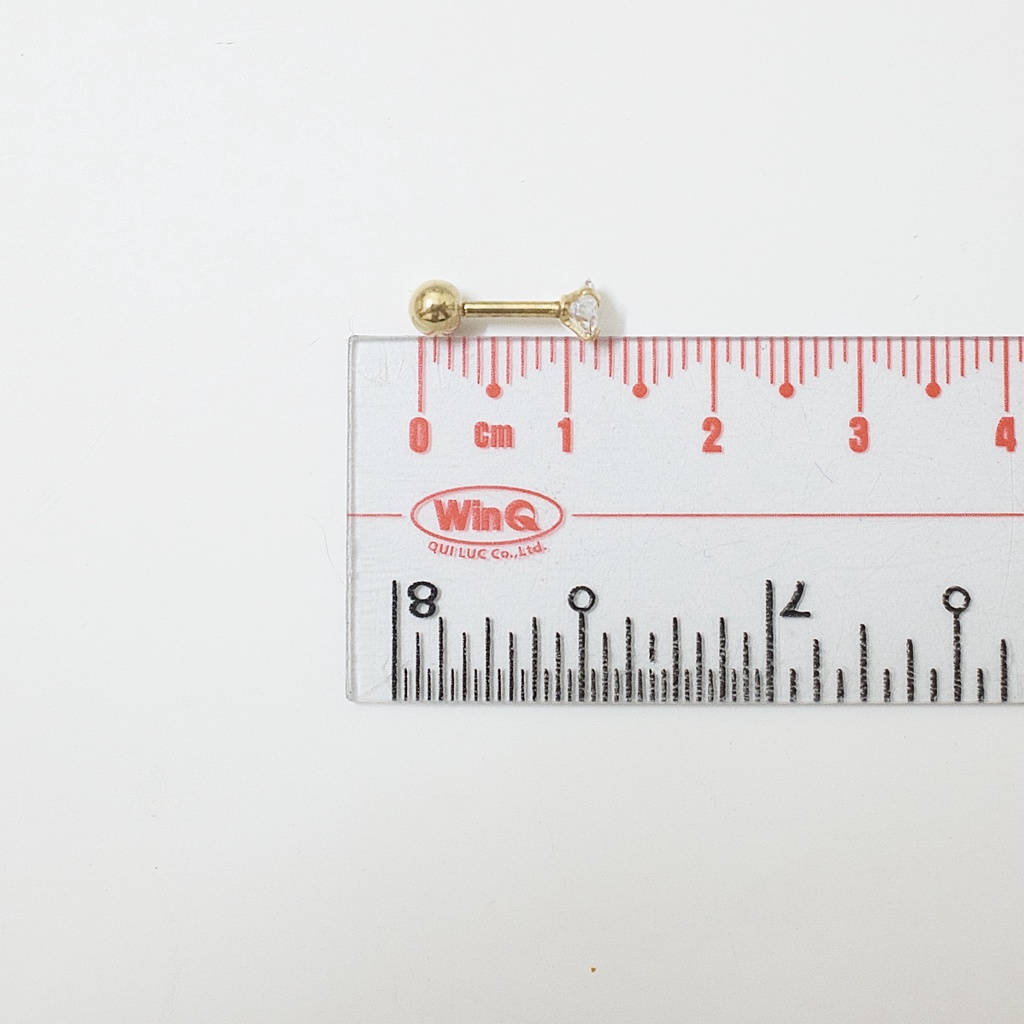 [1 Chiếc] Khuyên Tai Titan Màu Vàng Đá Trái Tim Unisex Đuôi Bi Không Gỉ Sét Không Ngứa Bông Tai Nam Julies Box 66