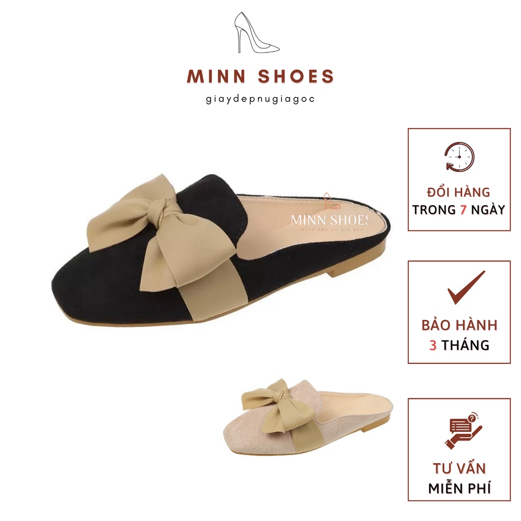 Sục nữ nơ lụa đế xuồng thời trang MINN SHOES (D50)