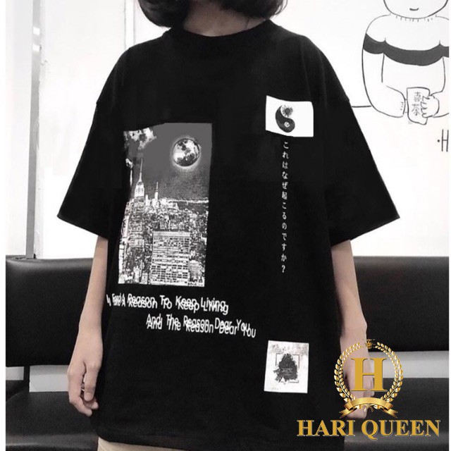 Áo thun tay lỡ gương bát quái HSU0319