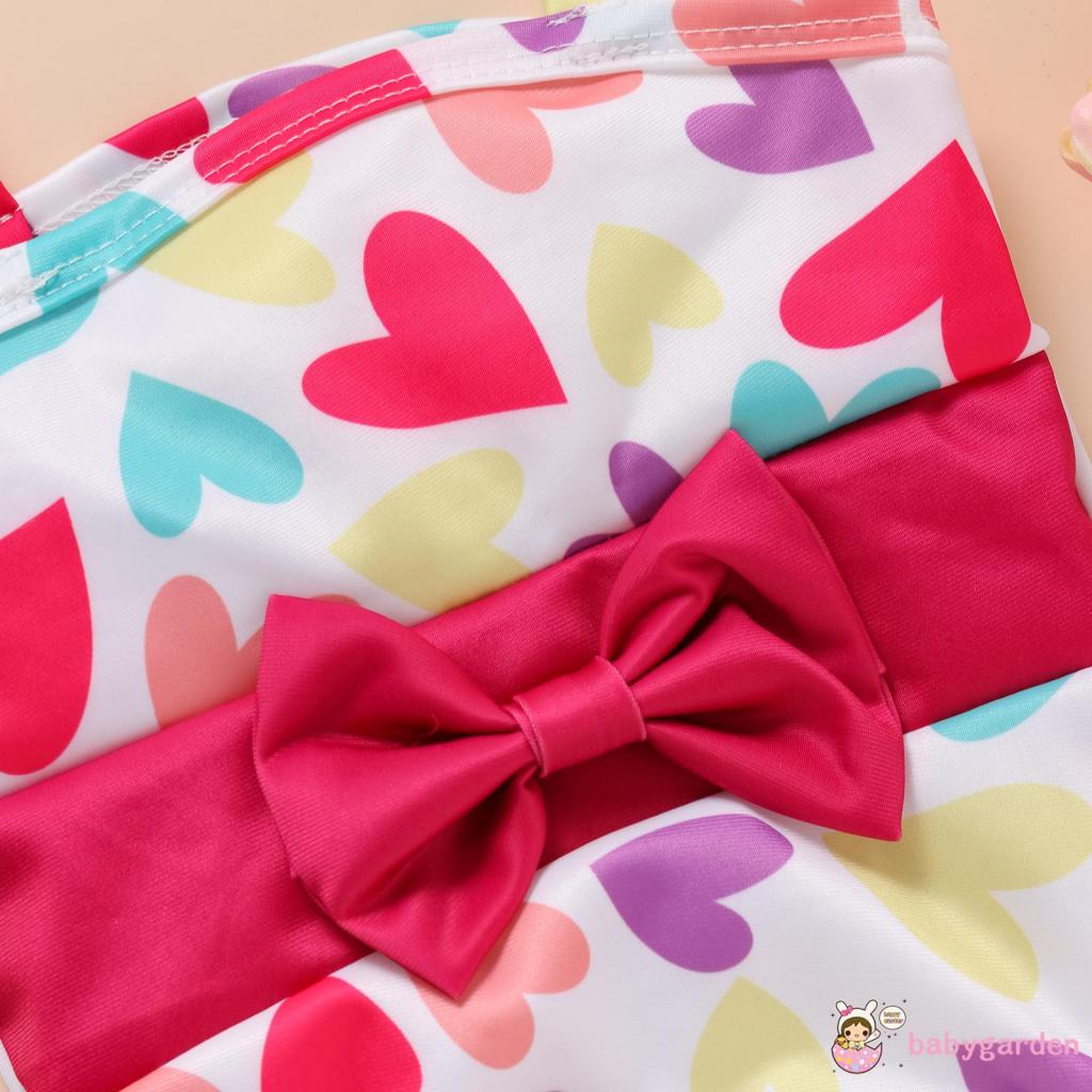 Đồ bơi một mảnh/hai mảnh in họa tiết trái tim phối bèo xinh xắn cho bé gái 0-12 tuổi