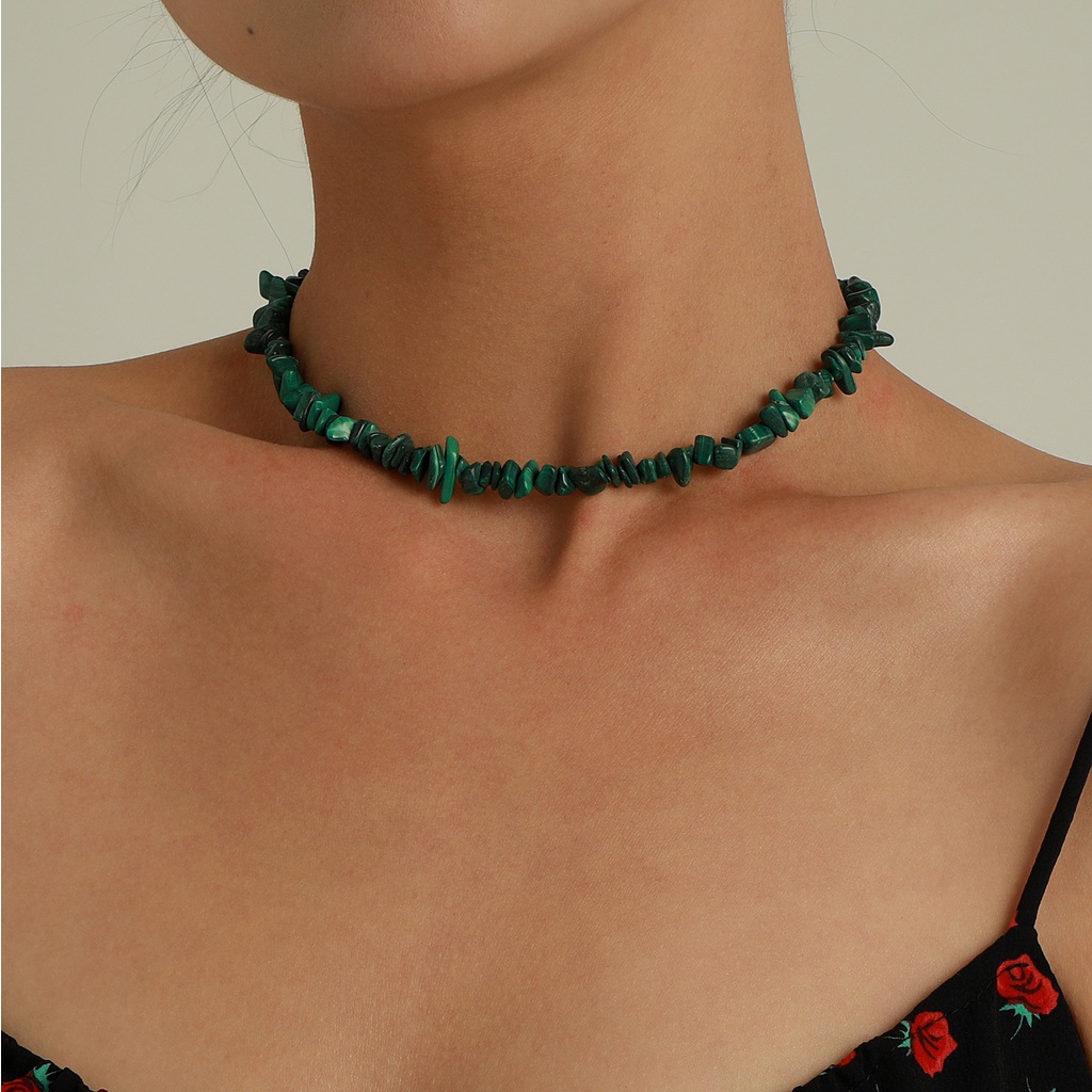 (0302) Vòng Cổ Choker Đá Xanh Sang Trọng Quyến Rũ Xu Hướng