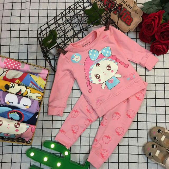 Set bộ cottton da cá cho bé gái