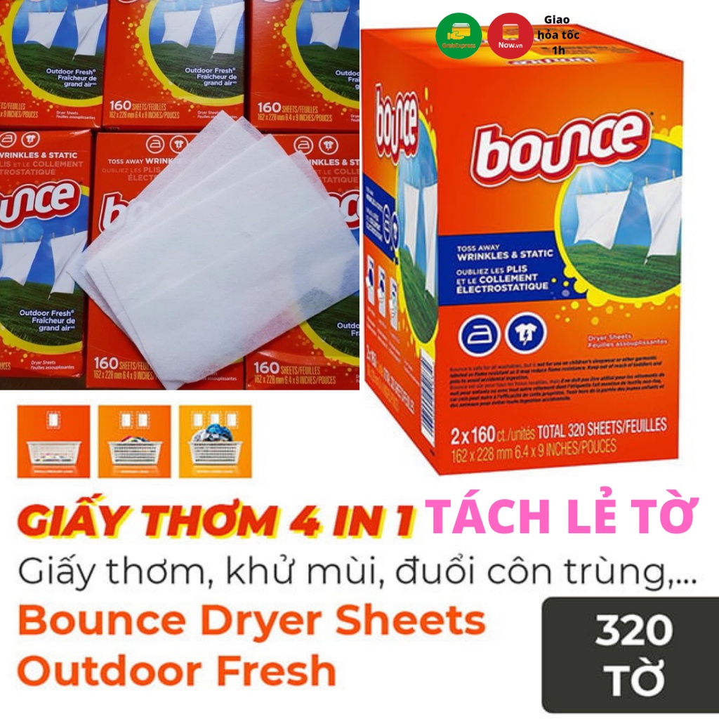 Tách lẻ giấy thơm bounce làm mềm vải hàng Mỹ