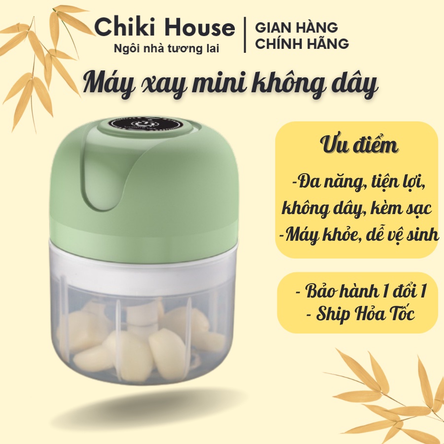 Máy xay tỏi ớt mini cầm tay đa năng chính hãng, máy xay thịt không dây kèm sạc , đồ ăn dặm cho bé - Chiki house