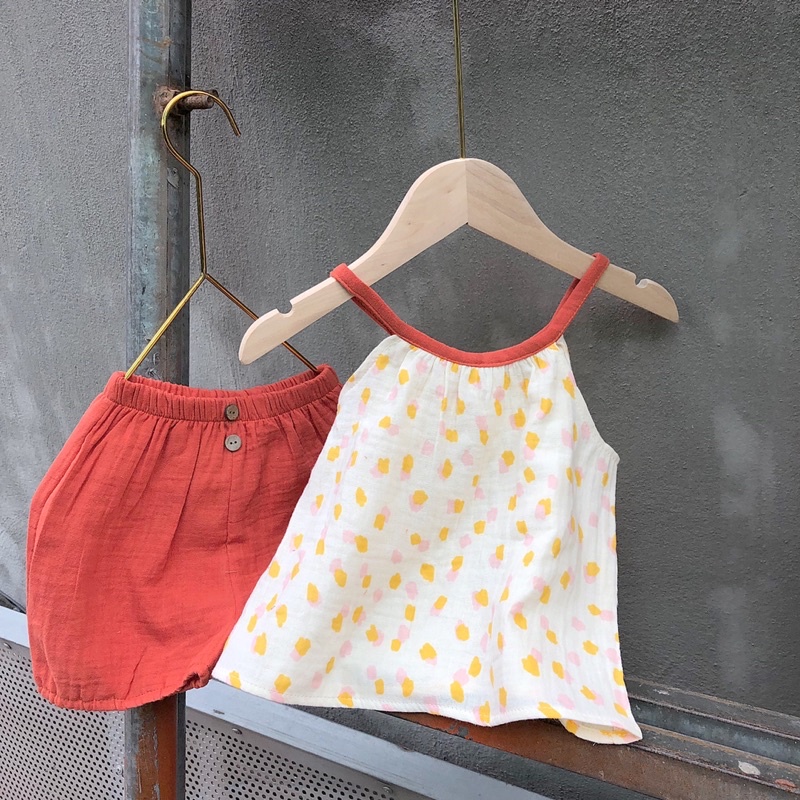 Bộ 2 dây vải xô muslin cho bé gái