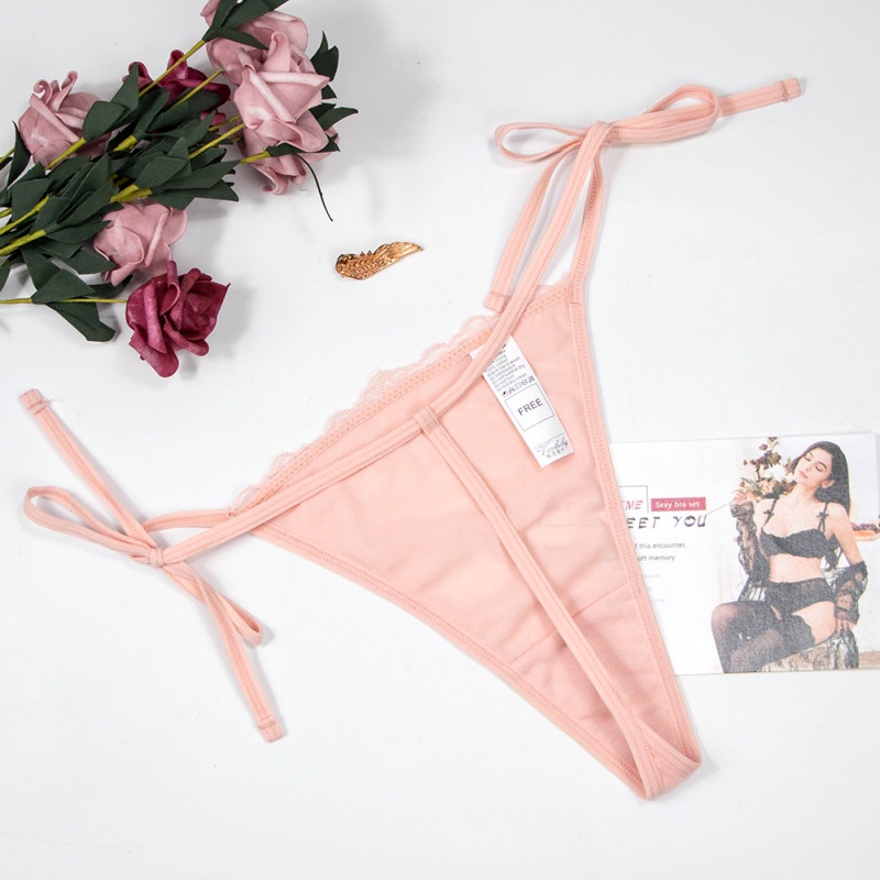 Set nội y Varsbaby trong suốt phối nơ có quần lót dây quyến rũ cho nữ