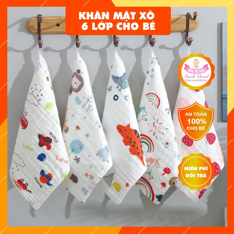 Khăn Mặt Xô 6 Lớp Rửa Mặt, Khăn Lau Mặt Cho Bé Yêu