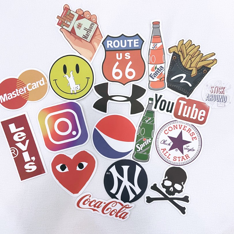 [Brands logo] Set sticker hình dán logo các thương hiệu nổi tiếng starbucks, lego, coca, instagram, monster, google