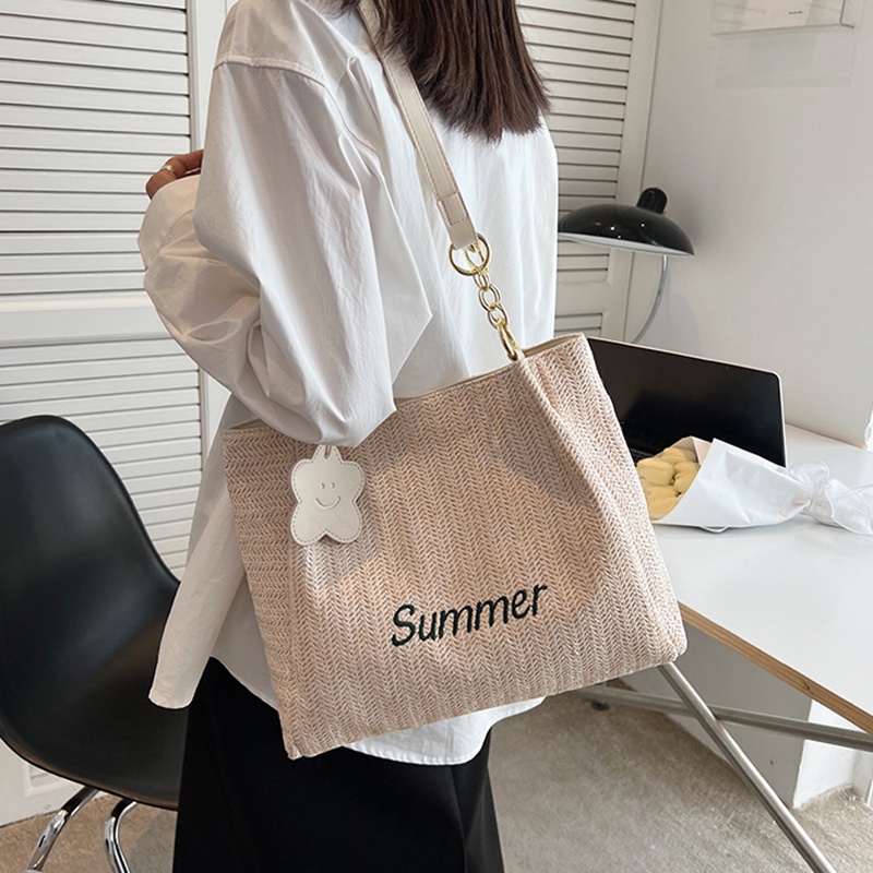 Túi đeo vai IELGY đan sợi cỡ lớn thời trang cho nữ