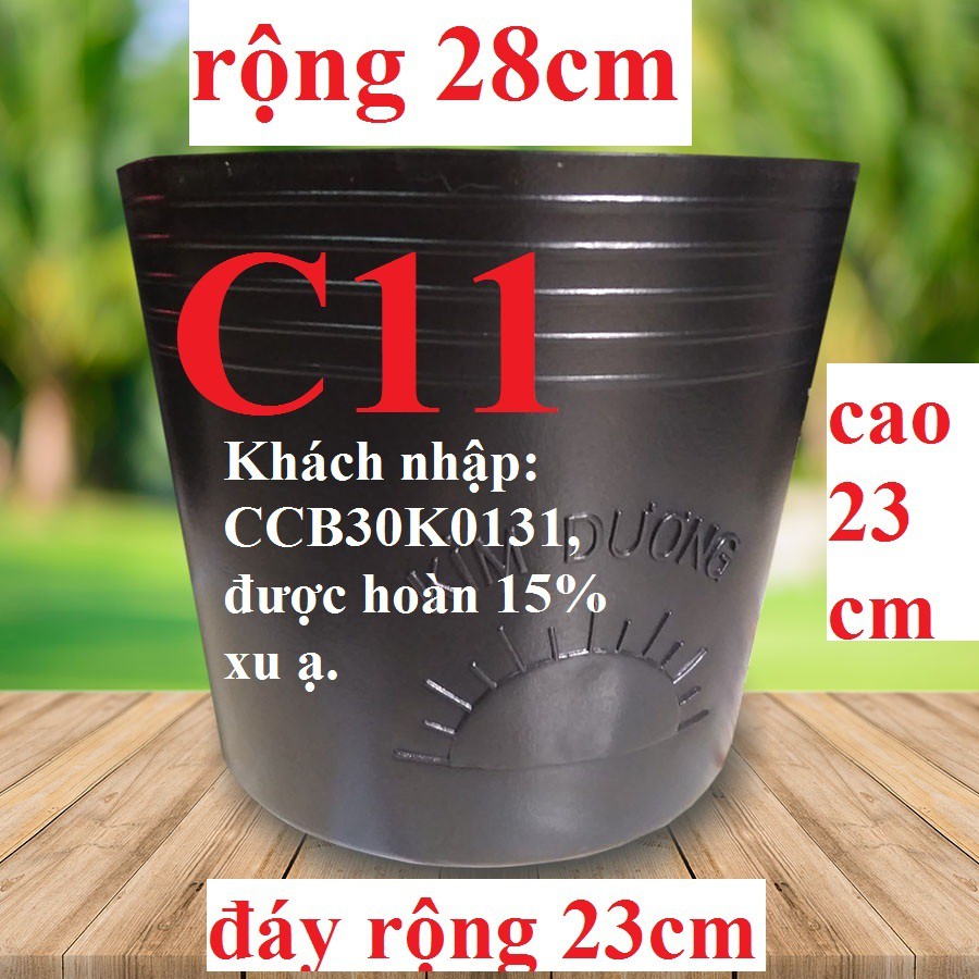 CHẬU NHỰA ĐEN C11 (C28) TRỒNG CÂY HIỆU KIM DƯƠNG