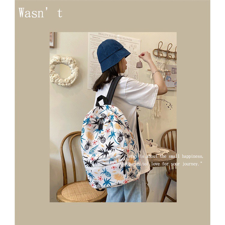 Ba Lô Học Sinh Siêu Nhẹ Phối Màu Sắc graffiti Phong Cách Hàn Quốc Dành Cho Nữ