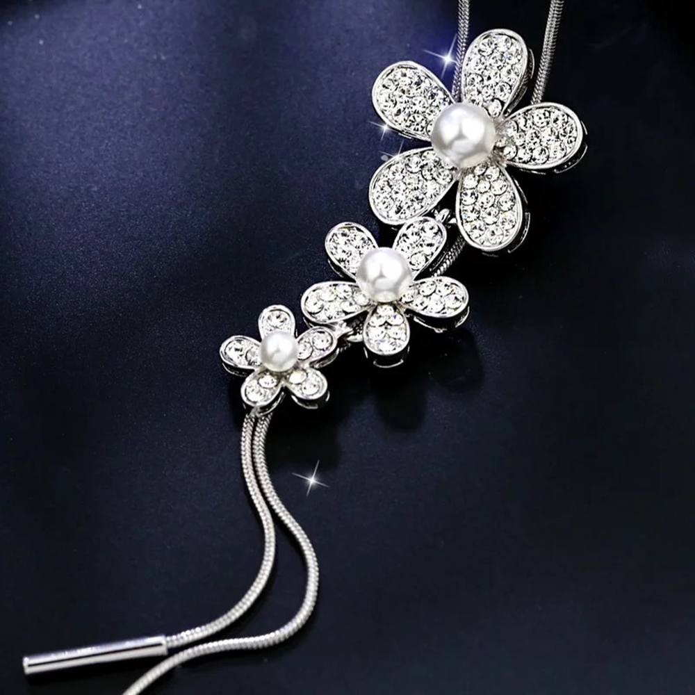 Vòng Cổ Mặt Hình Hoa Lá Đính Ngọc Trai Thời Trang Cho Nữ