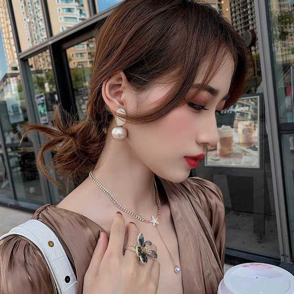 Khuyên Tai Chất Liệu Hợp Kim Đính Ngọc Trai Giả Nhiều Màu Thời Trang Mxmusty 925