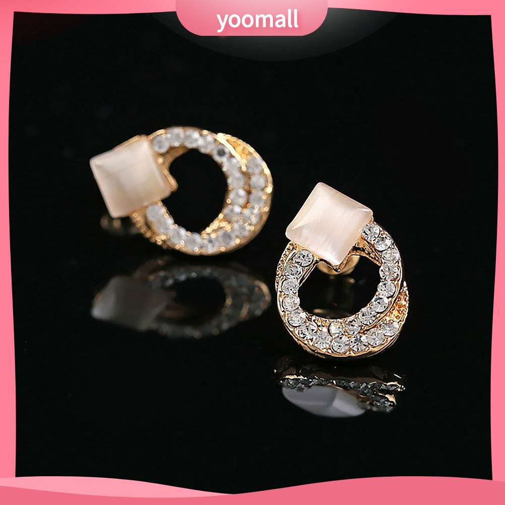 Khuyên tai đính đá pha lê kiểu dáng sang trọng thanh lịch cho nữ